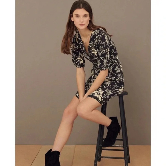 ba&sh Soma Mini Dress Black Ivory Size 0 - Picture 3 of 12